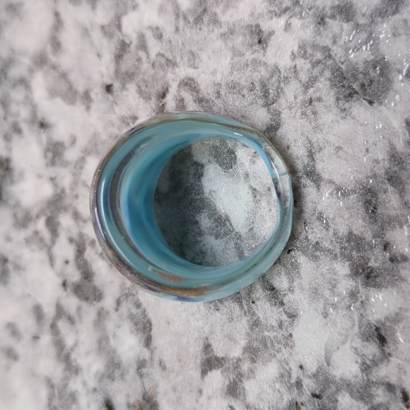 Blue and Brown Swirl Glass Ring - Picture 2 of 2